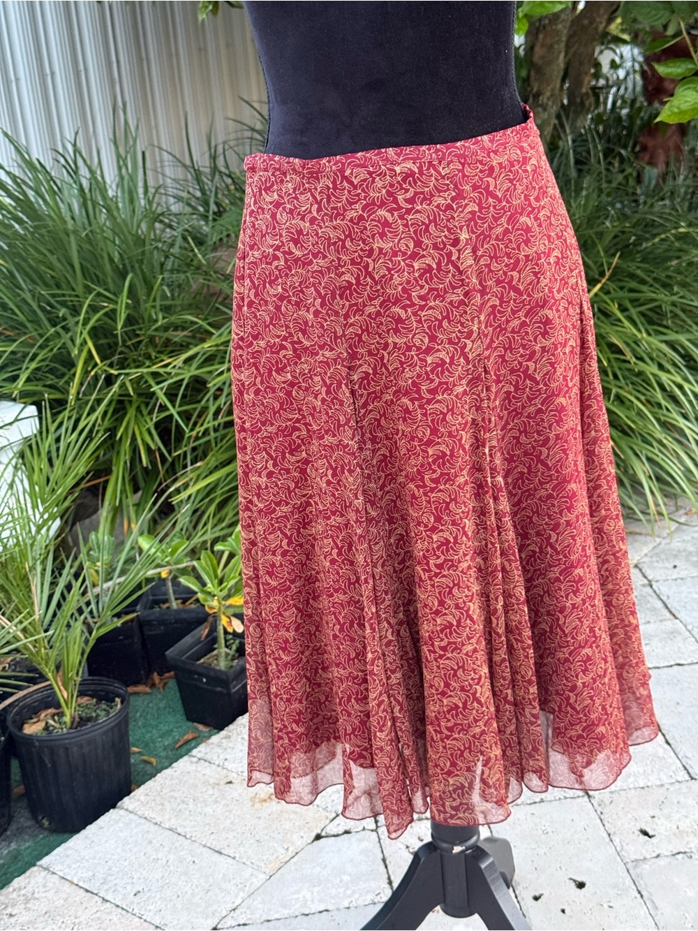 Vintage Jonathan Martin 100% Silk Chiffon Paisley Midi Skirt
